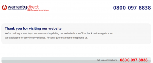 Warranty Direct's GAPcoverinsurance..co.uk website is down.